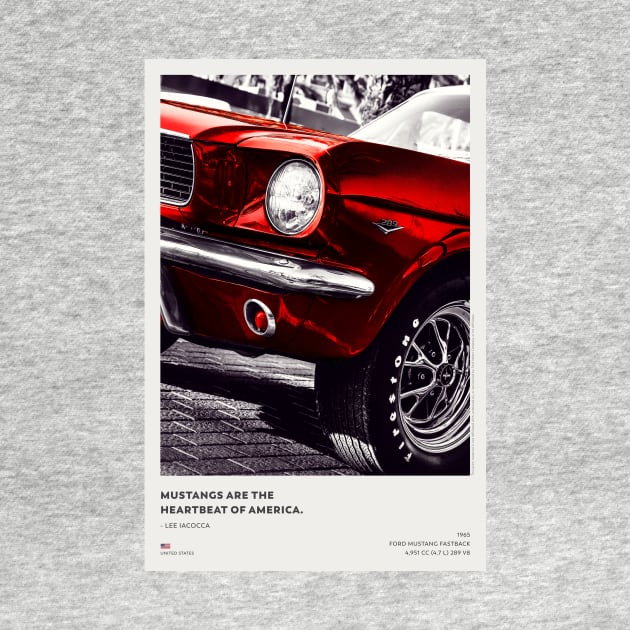 1965 Ford Mustang fastback art photography with quote by Lee Iacocca by NicoMario